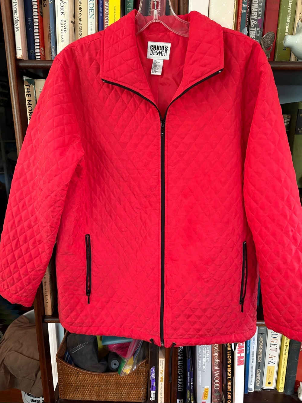 Chico’s Quilted Red Zip-Front Jacket